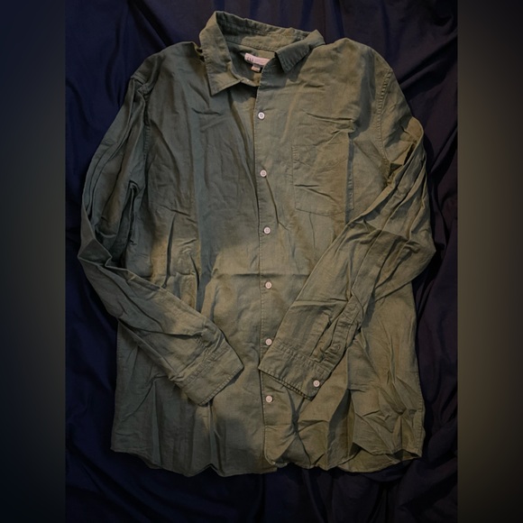 GAP Linen-Blend Green Long Sleeve Button Up XL - Picture 1 of 5